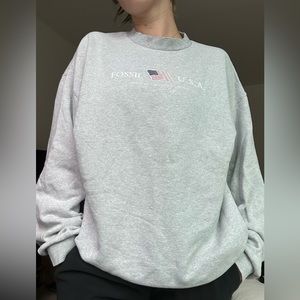 Vintage Fossil USA crewneck pullover heather grey